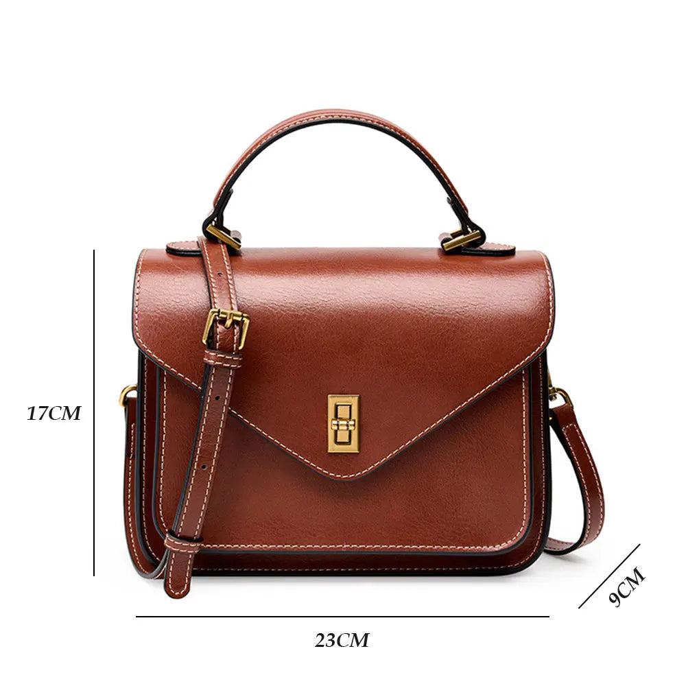 Real Cowhide Crossbody Bag – Retro Designer Small Satchels