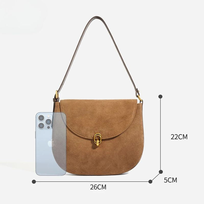 Luxury Women’s Leather Suede Shoulder Saddle Crossbody Bag