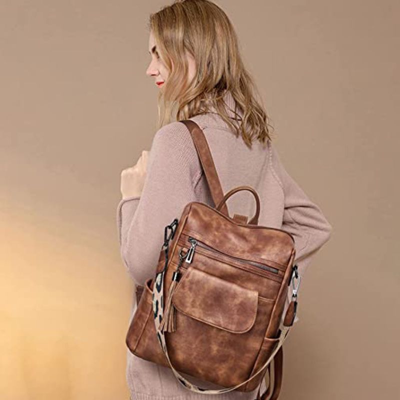 Retro Leather Women's Backpack Urban Style, Large Capacity, Hot-Selling