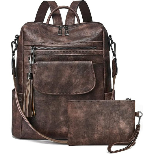 Retro Leather Women's Backpack Urban Style, Large Capacity, Hot-Selling