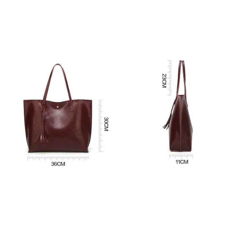 Women’s Oil Wax Leather Shoulder Bag – Large Tote Handbag