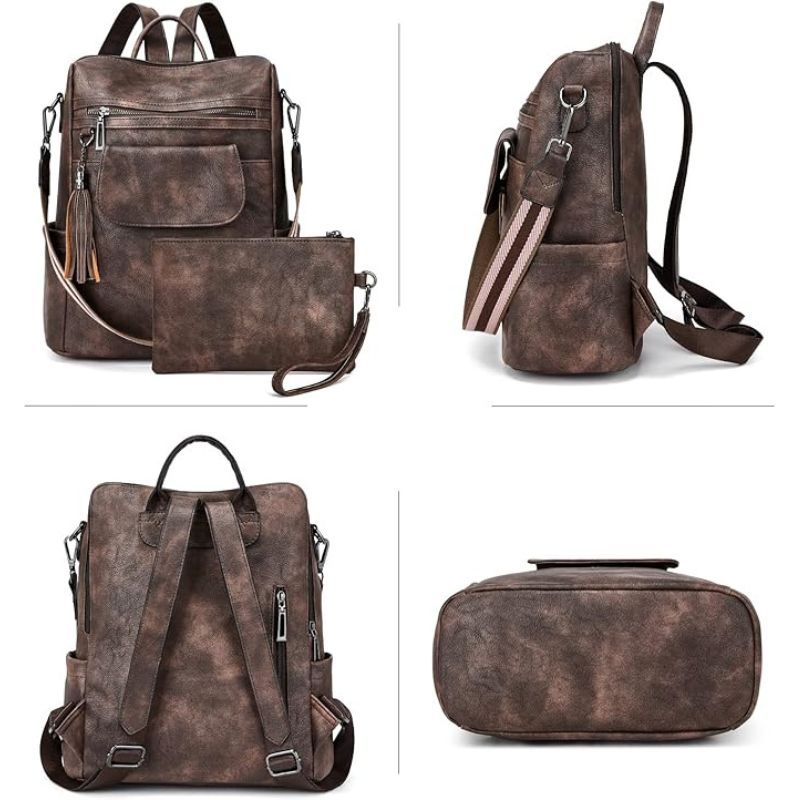 Retro Leather Women's Backpack Urban Style, Large Capacity, Hot-Selling