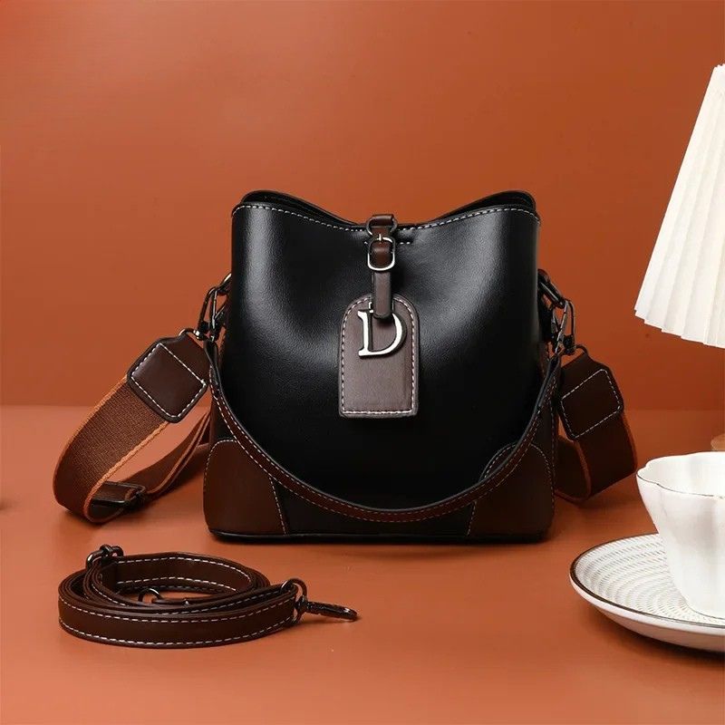 Women's Luxury Travel Tote – Retro Textured Bucket Shoulder & Crossbody Bag