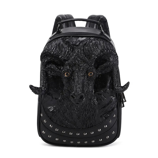 3D Goat Backpack | PU Leather Unisex Travel & School Bag