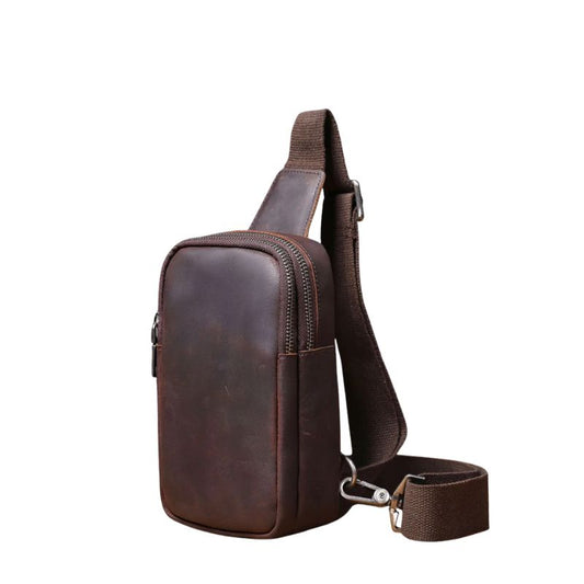 Vintage Full Grain Leather Sling Bag for Men – Premium Crossbody Chest Bag