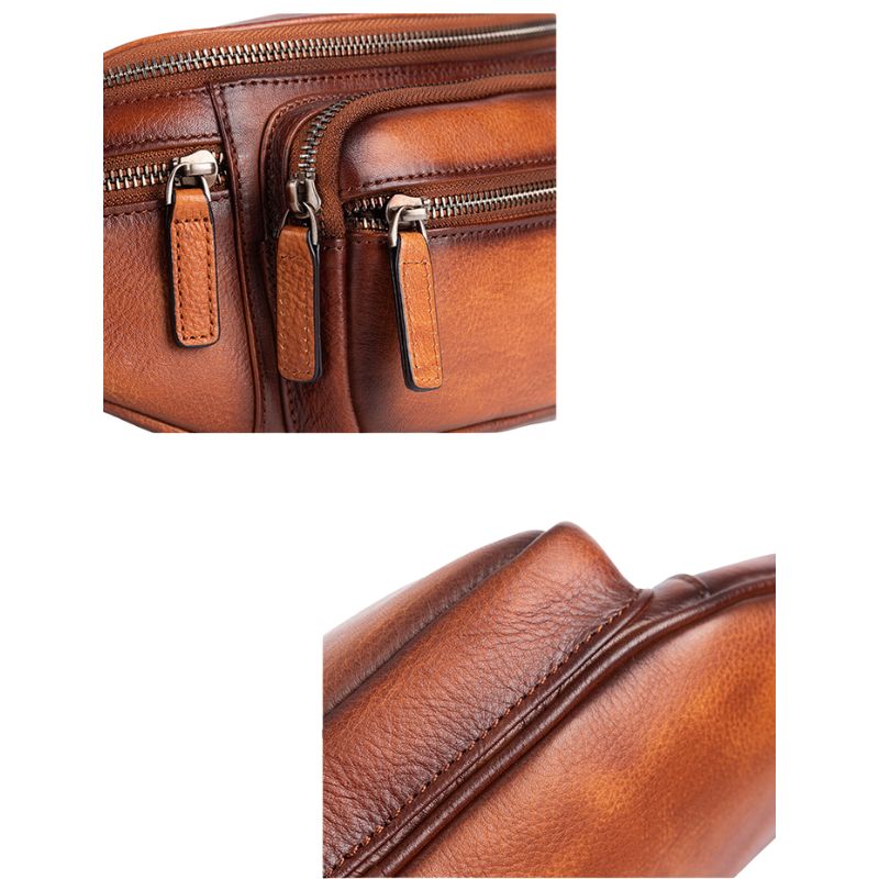 Vintage Cowhide Leather Chest & Waist Bag – Vegetable Tanned, Dual-Purpose Casual Style