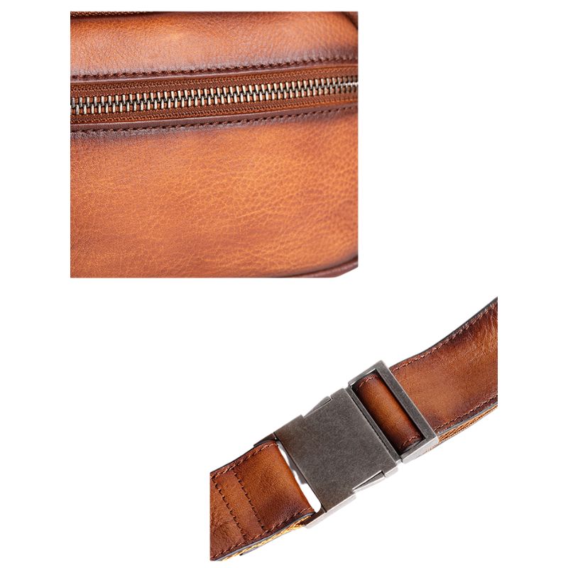 Vintage Cowhide Leather Chest & Waist Bag – Vegetable Tanned, Dual-Purpose Casual Style