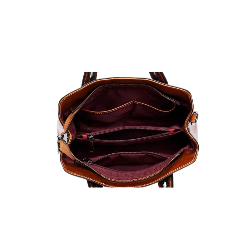 Genuine Leather Women Handbag – Top Handle Crossbody Messenger Bag