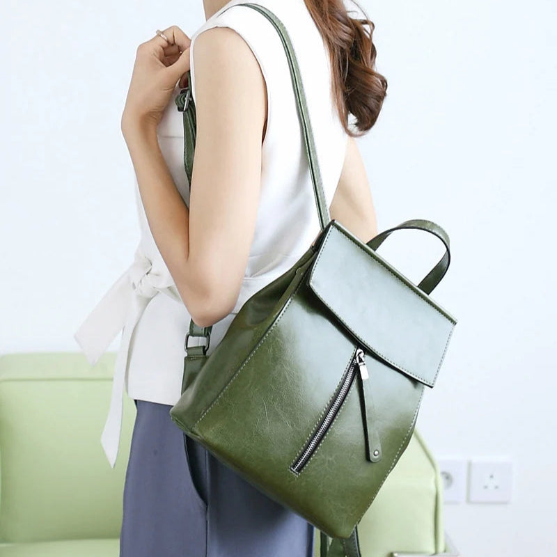 Vintage Genuine Leather Women's Backpack – Travel & Shoulder Bag - Scraften