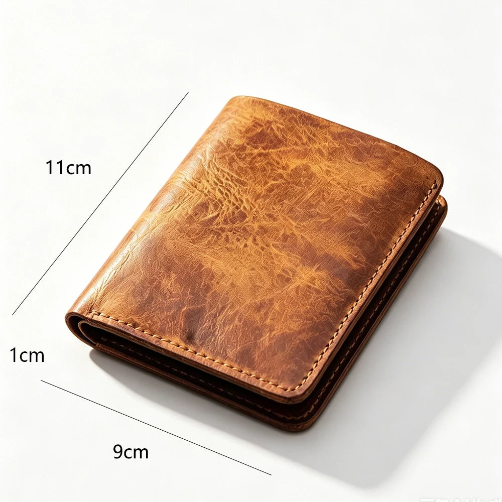 Vintage Genuine Leather Men Wallet - Large Capacity Durable Card Holder Money Clips