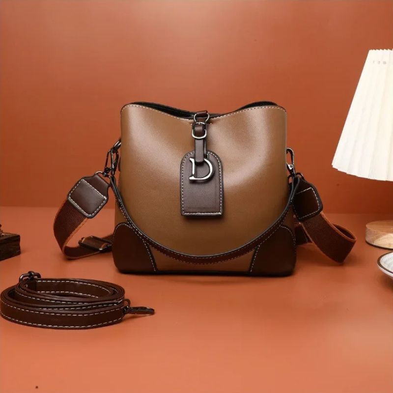 Women's Luxury Travel Tote – Retro Textured Bucket Shoulder & Crossbody Bag