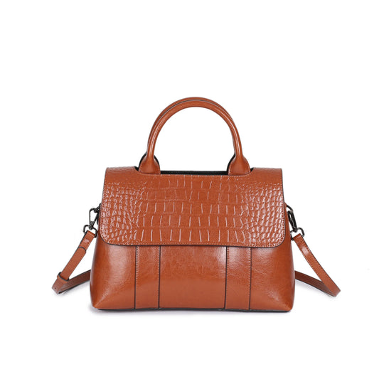 Women's Crossbody Shoulder Bag - Crocodile Pattern Sandwich Zipper Bag