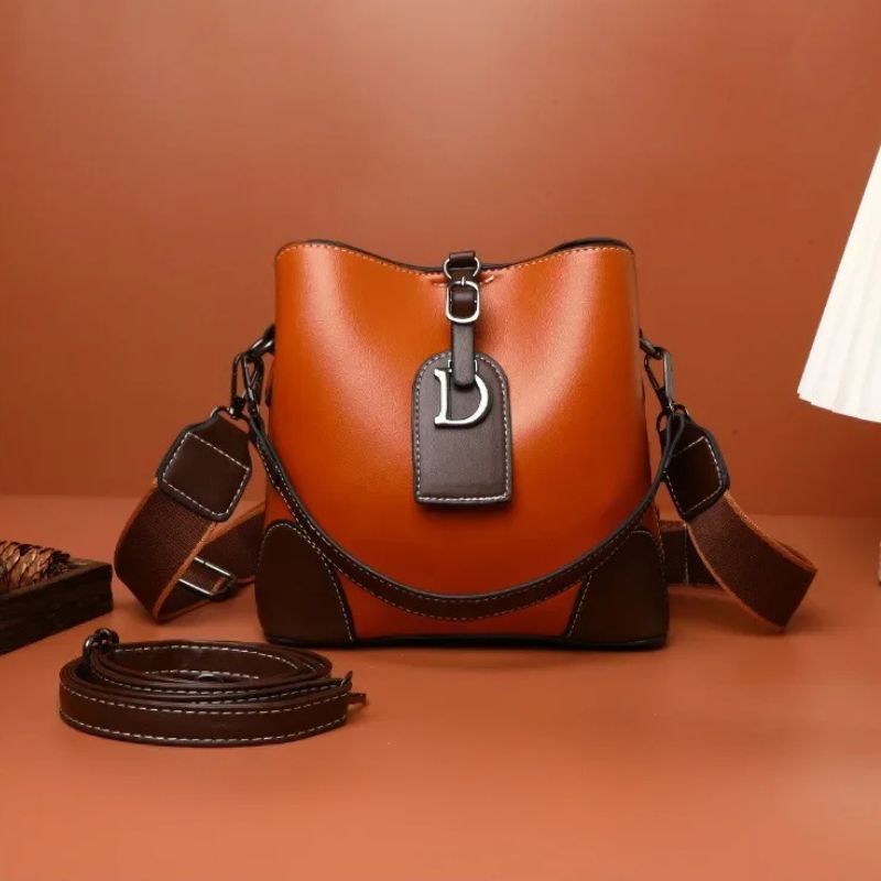Women's Luxury Travel Tote – Retro Textured Bucket Shoulder & Crossbody Bag