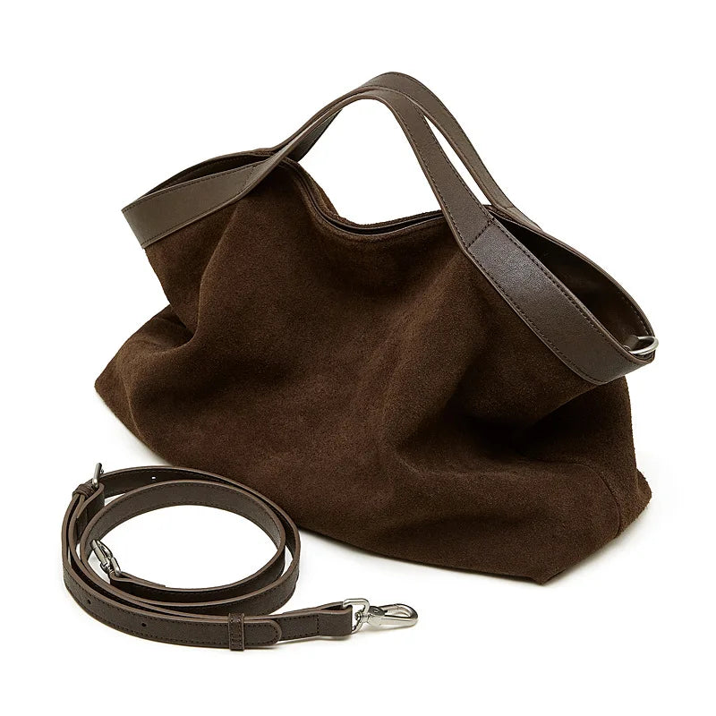 Lage Capacity Female Shoulder Crossbody Bag - Cowhide Commuting Handbags