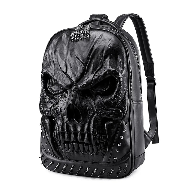 Steampunk 3D Skull Backpack | Punk Rivet PU Leather Laptop Bag