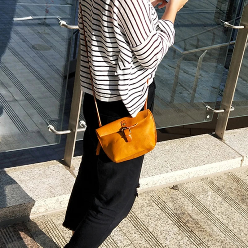 Genuine Leather Crossbody Bag Retro Small Messenger Purse - Scraften