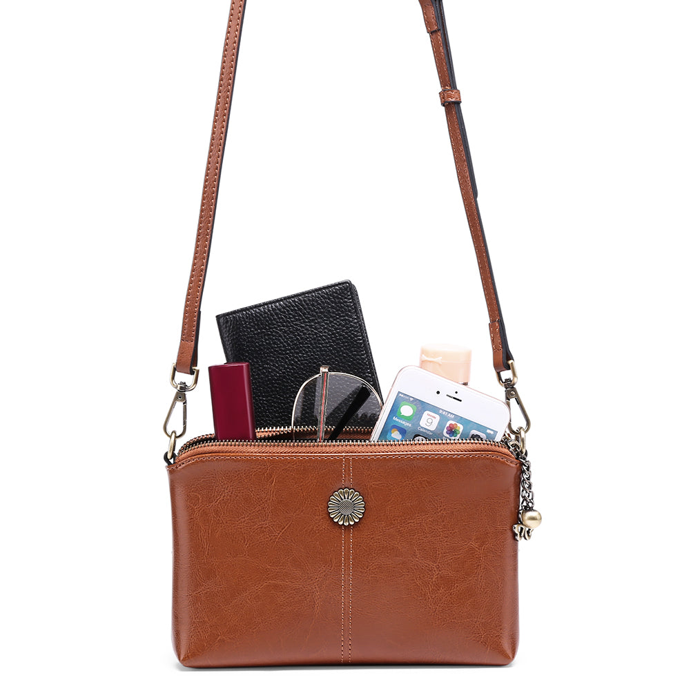 Genuine Leather Women's Clutch Messenger Bag