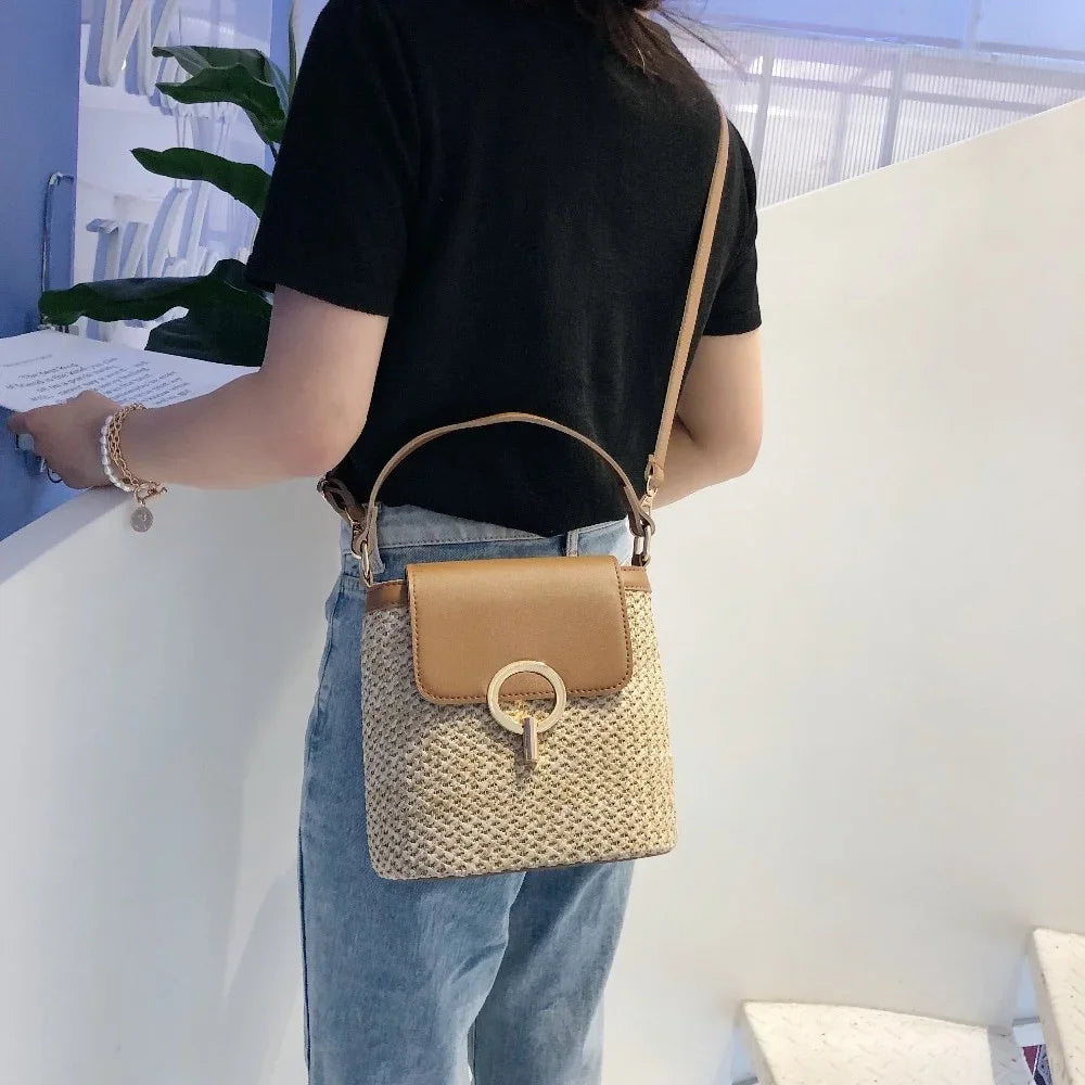 Beach Woven Bag for Women Trendy Korean Bucket Style - Scraften