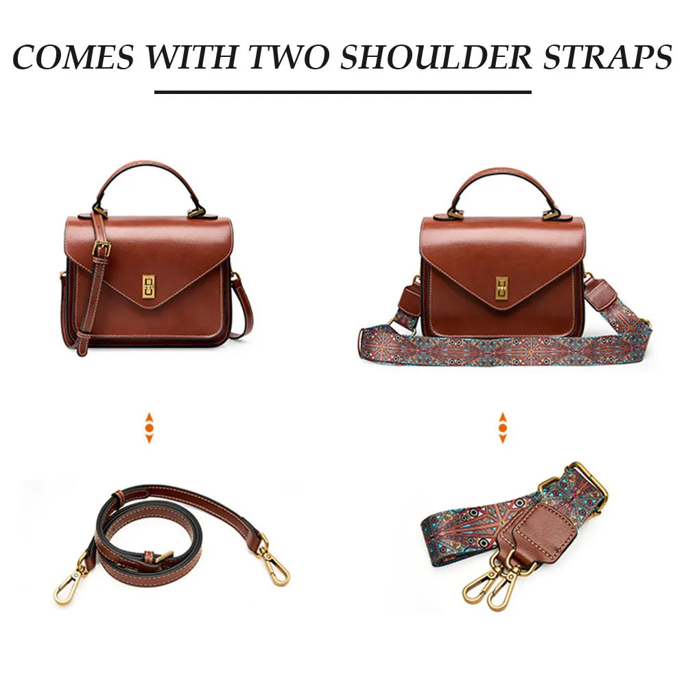 Real Cowhide Crossbody Bag – Retro Designer Small Satchels