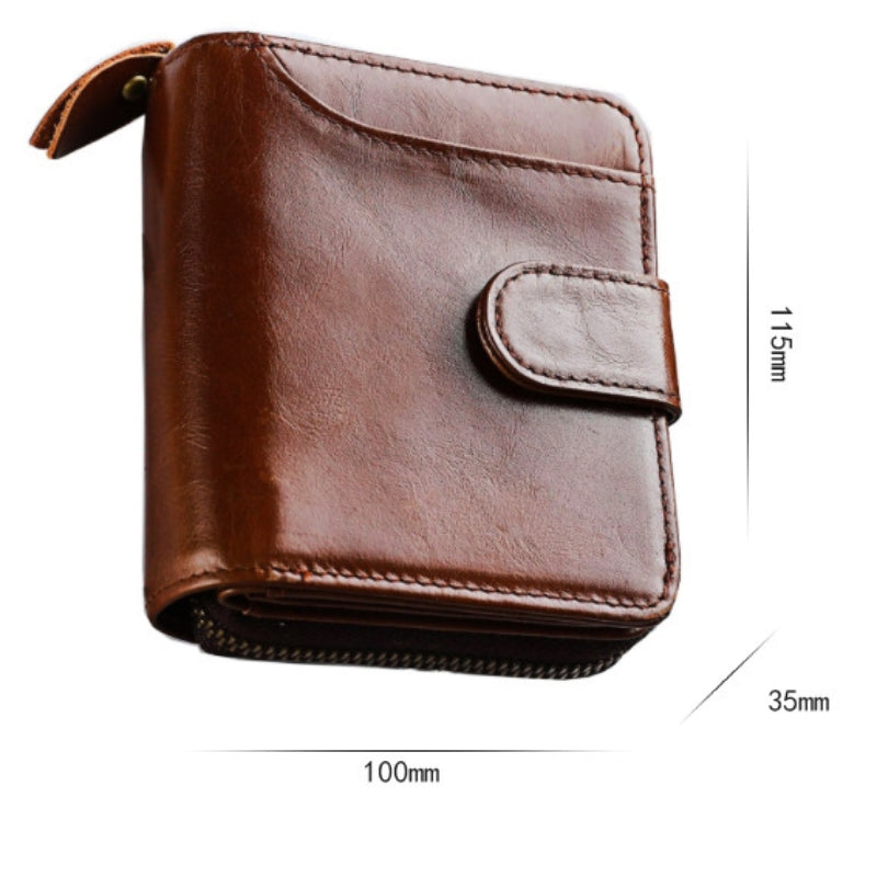Men's Leather Multiple Card Slots Wallet - Compact Solid Color Money Bag