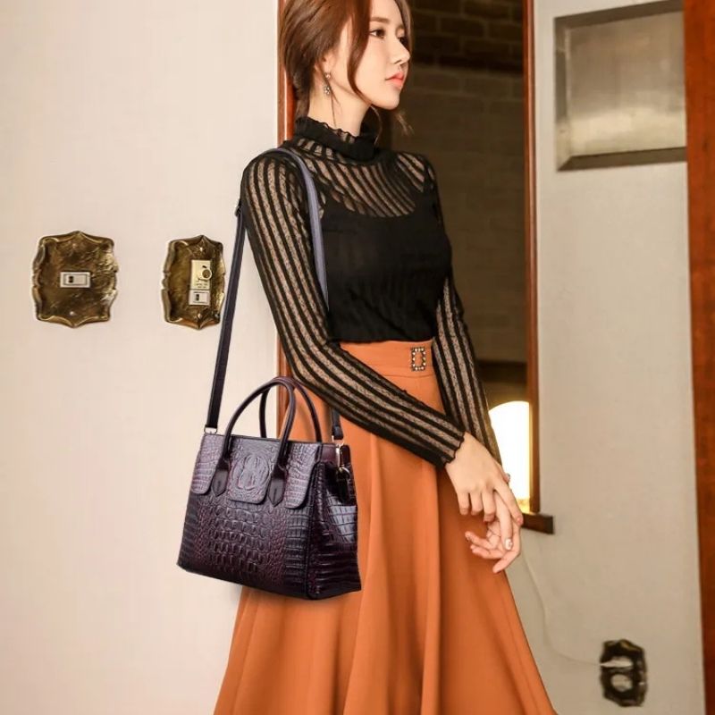 Genuine Leather Luxury Crocodile Designer Handbag