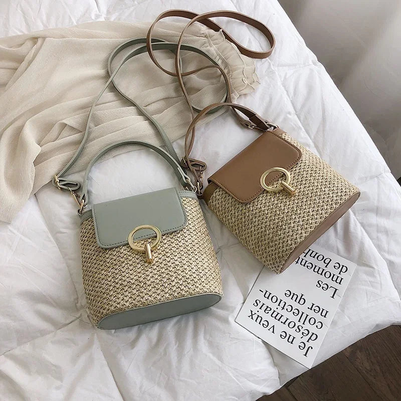 Beach Woven Bag for Women Trendy Korean Bucket Style - Scraften