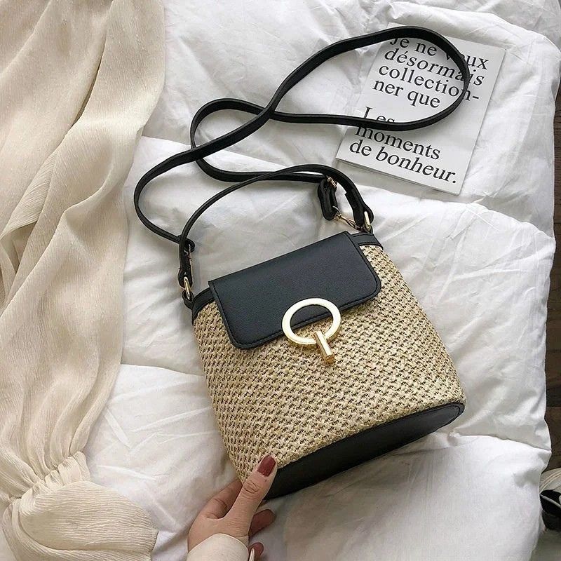 Beach Woven Bag for Women Trendy Korean Bucket Style - Scraften
