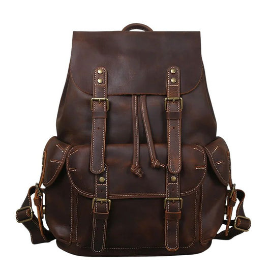 Crazy Horse Leather Men's Backpack - Scraften