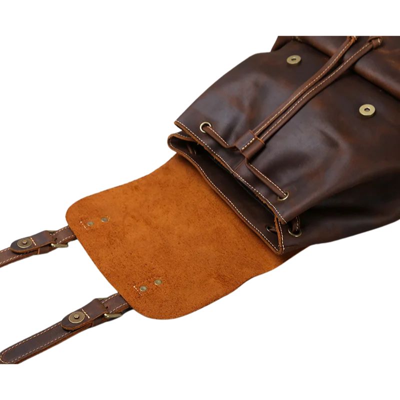 Crazy Horse Leather Men's Backpack - Scraften