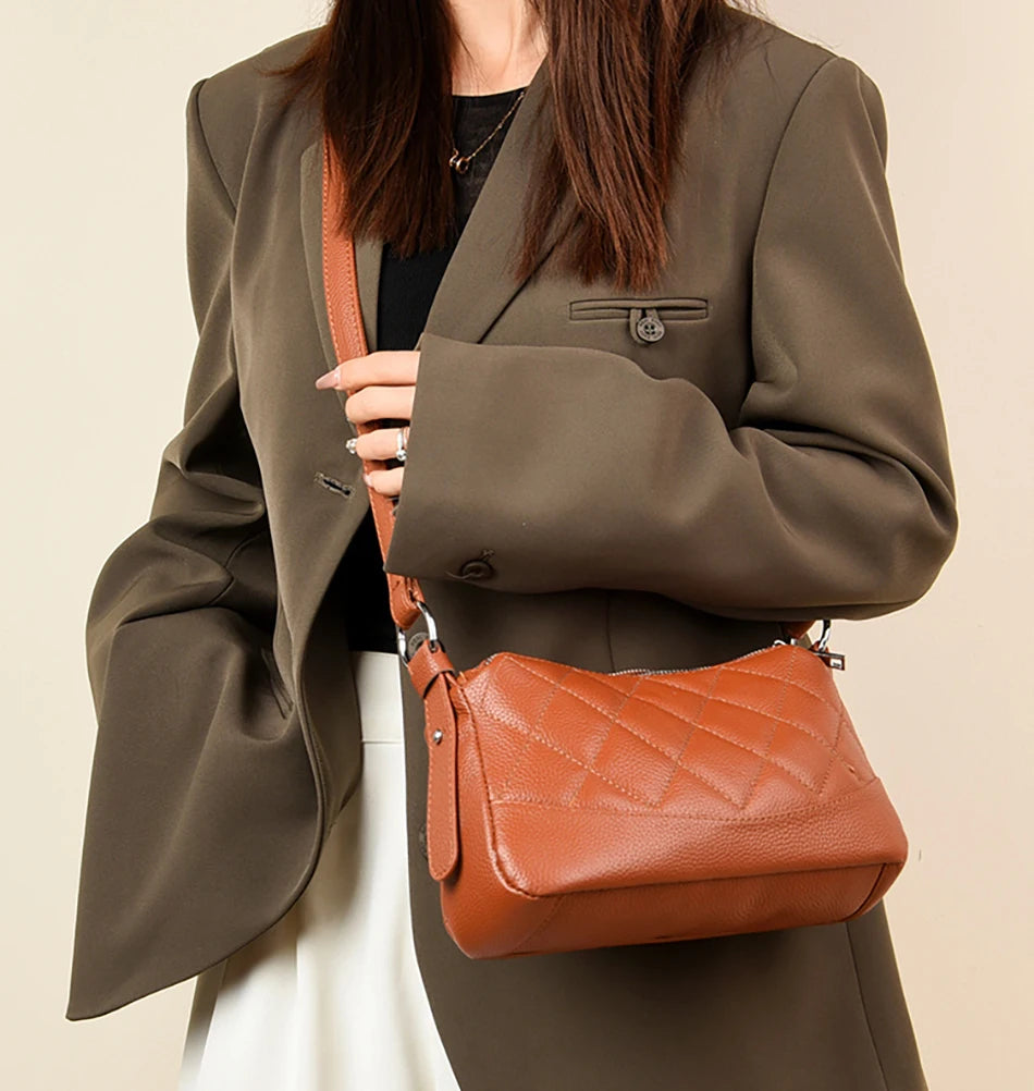 Genuine Leather Female Crossbody Bags - Scraften
