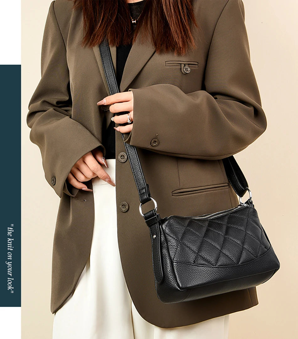 Genuine Leather Female Crossbody Bags - Scraften
