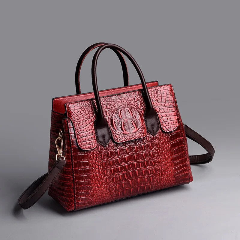 Genuine Leather Luxury Crocodile Designer Handbag - Scraften