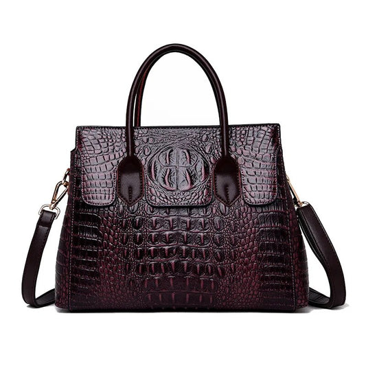 Genuine Leather Luxury Crocodile Designer Handbag - Scraften