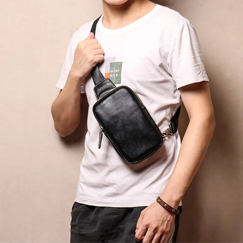 Genuine Leather Men's Chest Bag Messenger Bag - Scraften