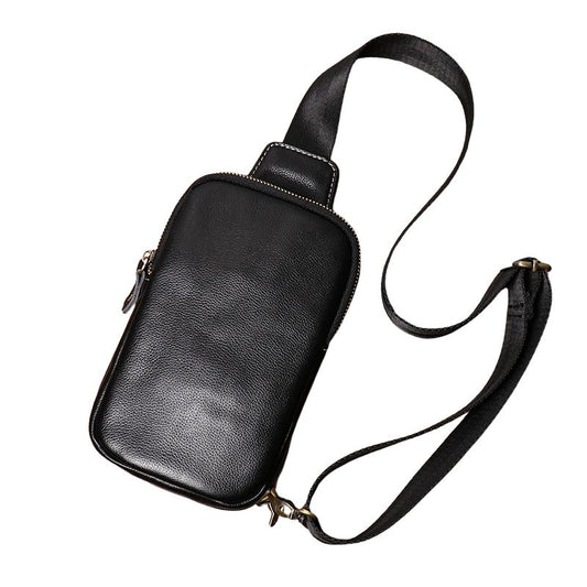 Genuine Leather Men's Chest Bag Messenger Bag - Scraften