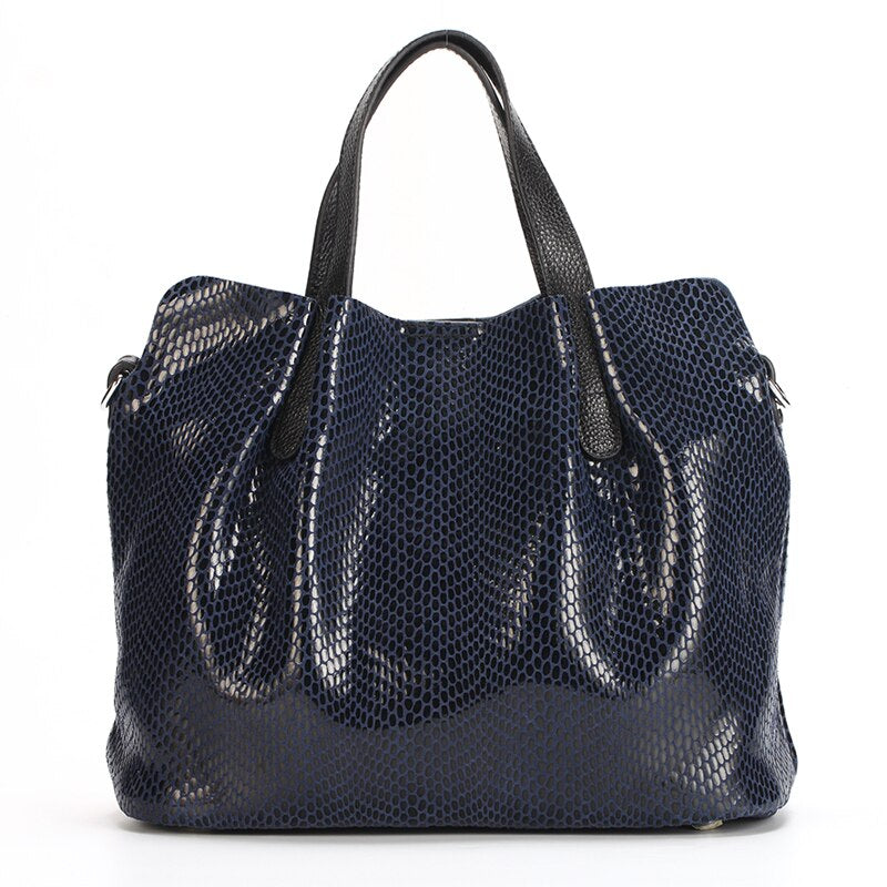 Genuine Leather Python Design Handbag - Scraften
