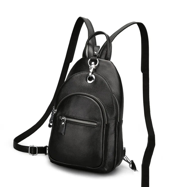 anti theft genuine leather backpack Genuine Leather Small Backpack Multi-Layer Anti-Theft Bag