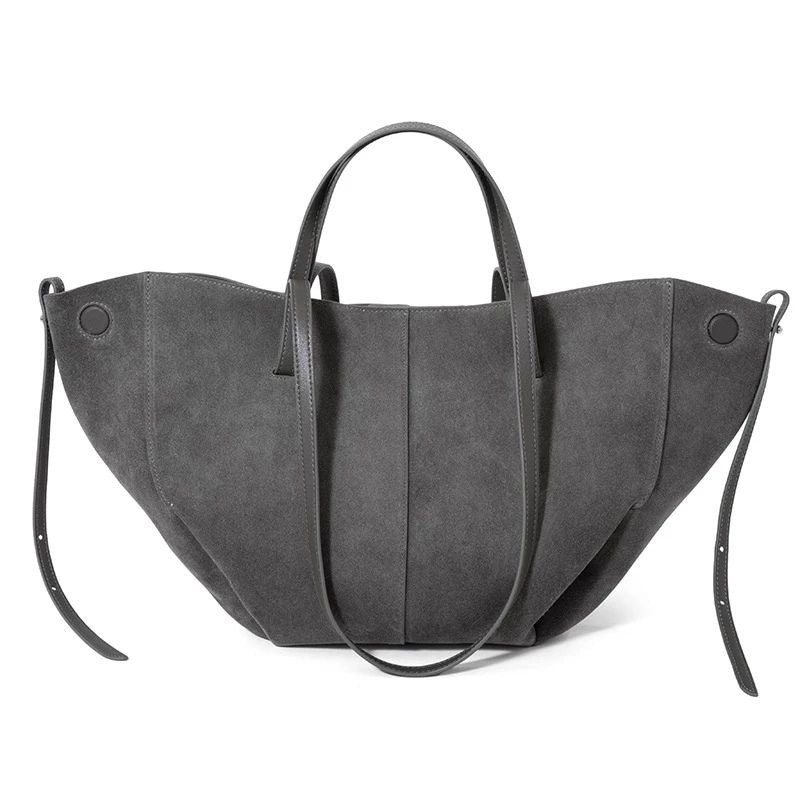 Women’s Leather Shoulder Tote – Frosted Cowhide Large Capacity Wing Bag