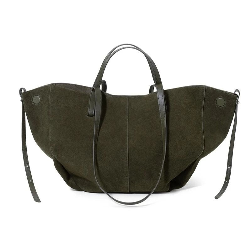 Women’s Leather Shoulder Tote – Frosted Cowhide Large Capacity Wing Bag