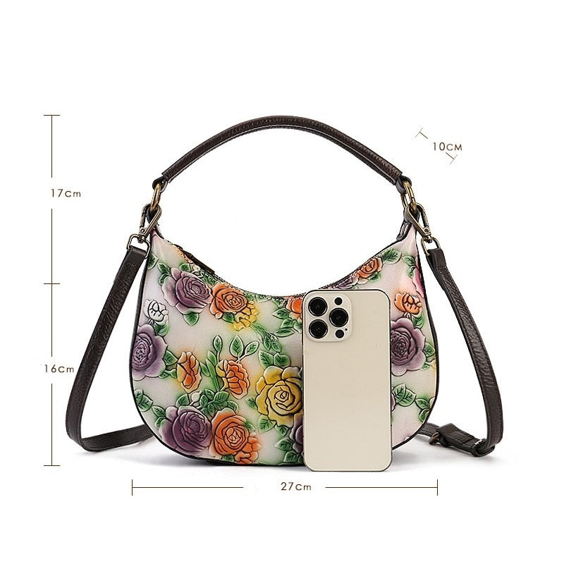 Embossed Hand-painted Women's Shoulder & Crossbody Bag