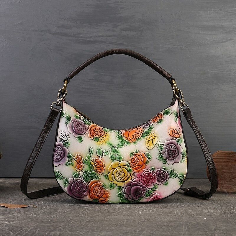 Embossed Hand-painted Women's Shoulder & Crossbody Bag