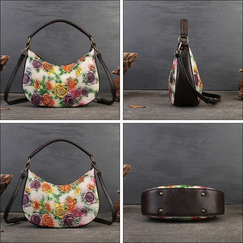 Embossed Hand-painted Women's Shoulder & Crossbody Bag