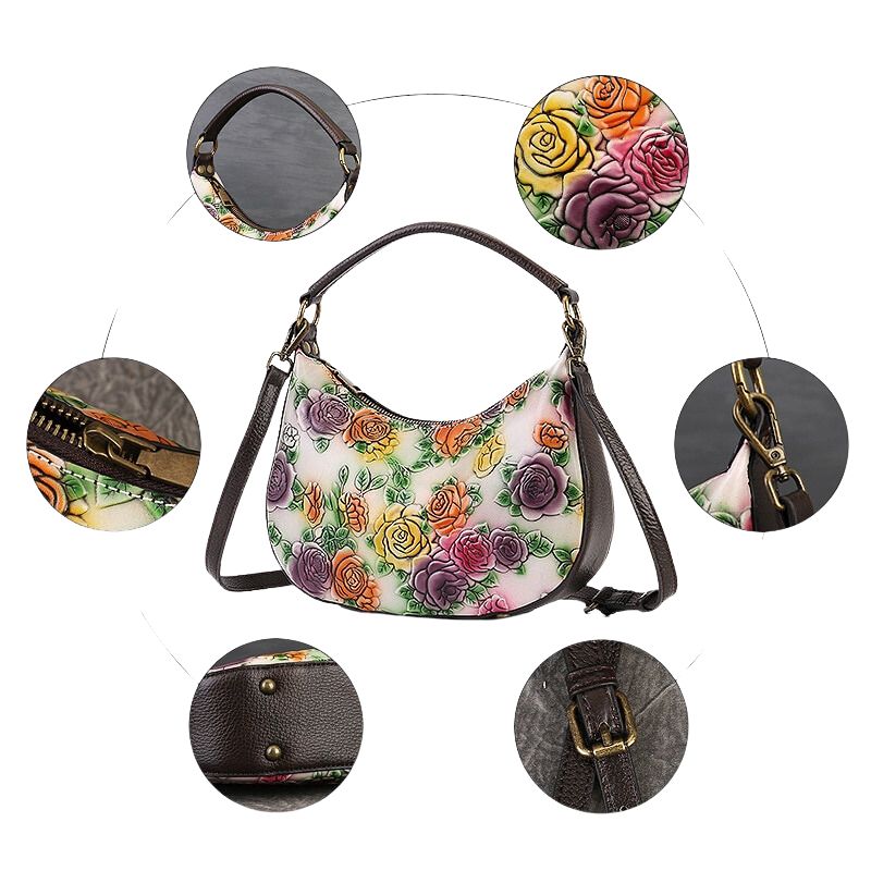 Embossed Hand-painted Women's Shoulder & Crossbody Bag