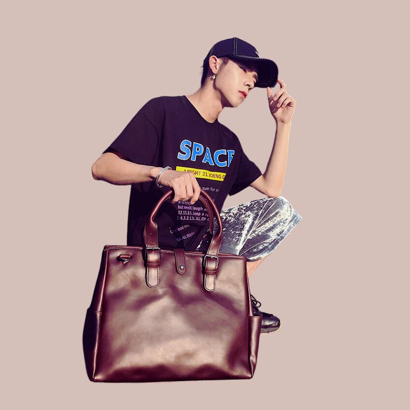 Large Capacity Retro Leather Briefcase - Scraften