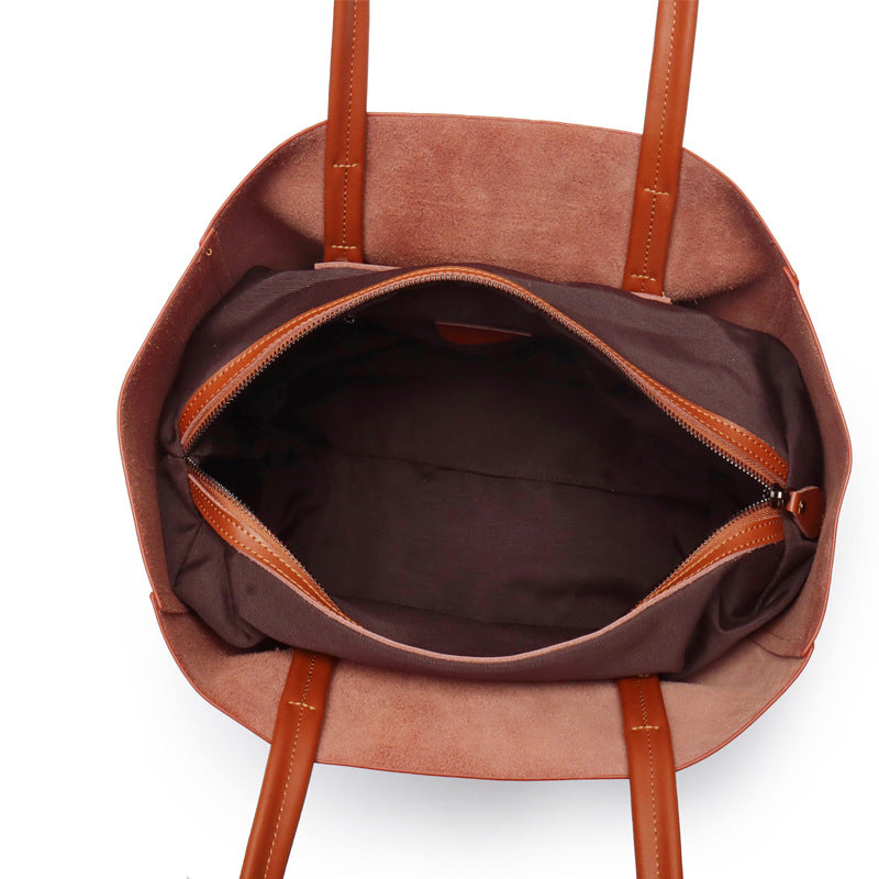 Large Capacity Women's Fashionable Real Leather Tote Bag - Scraften