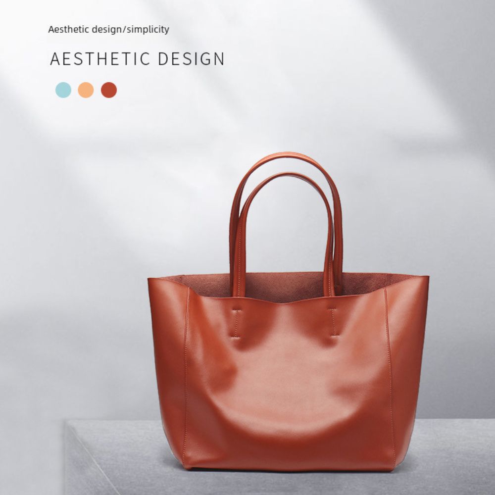 Large Capacity Women's Fashionable Real Leather Tote Bag - Scraften