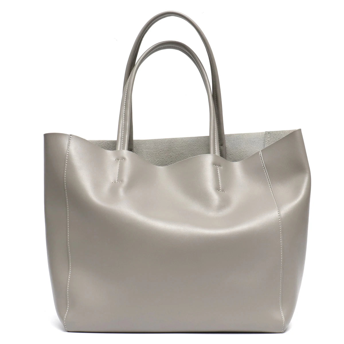 Large Capacity Women's Fashionable Real Leather Tote Bag - Scraften