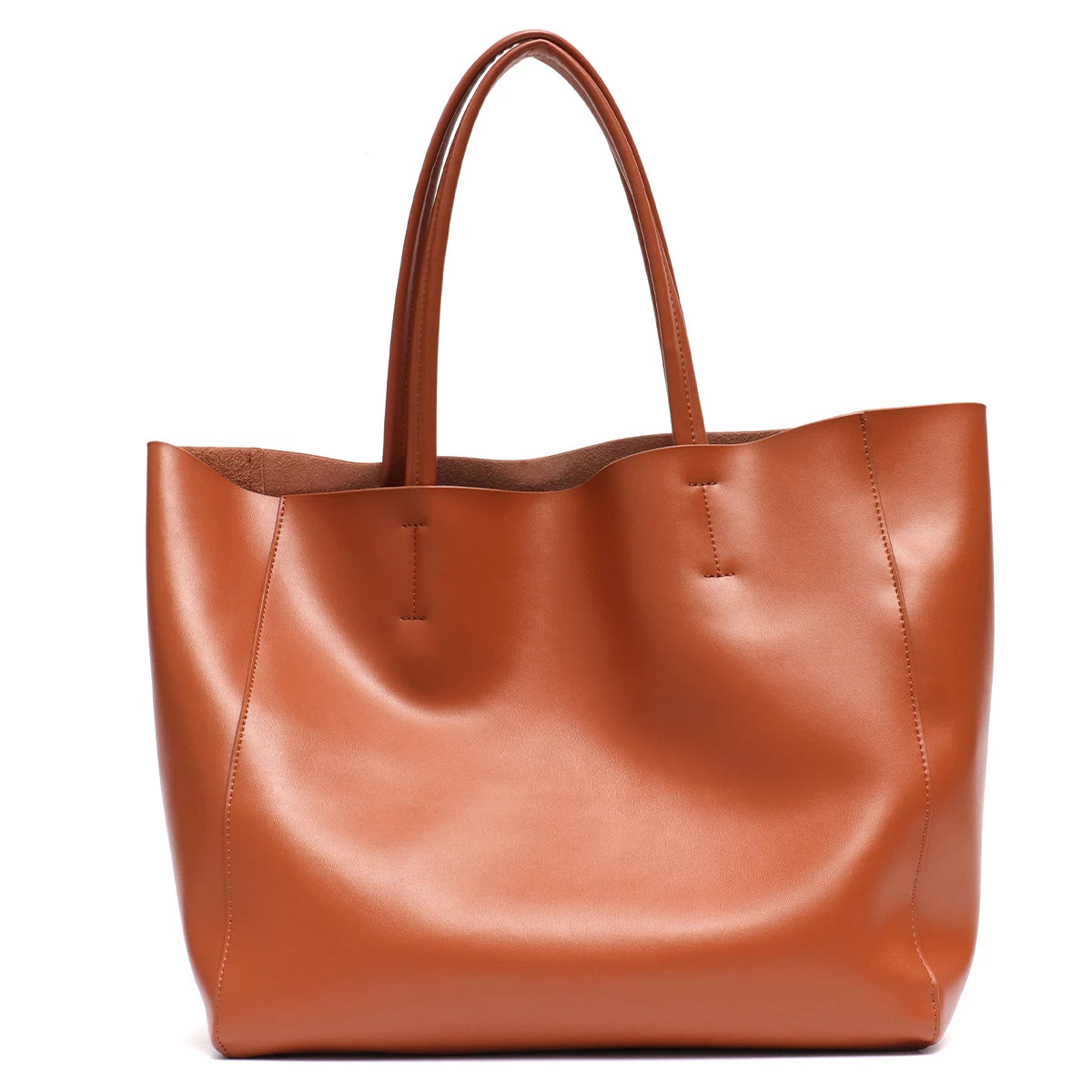 Large Capacity Women's Fashionable Real Leather Tote Bag - Scraften