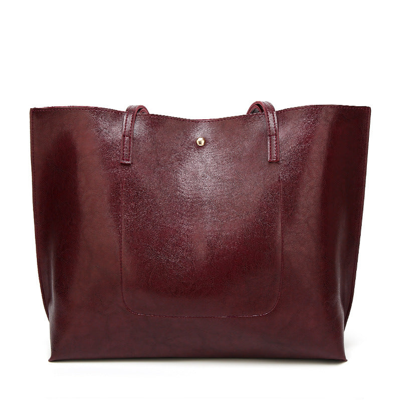 Women’s Oil Wax Leather Shoulder Bag – Large Tote Handbag
