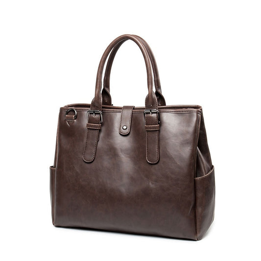 Large Capacity Retro Leather Briefcase - Scraften
